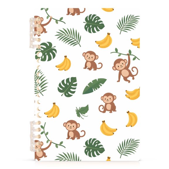 Spiral Journal Notebook Monkey A5 Lined Hardcover PP Material with 60 Pages Paper College Ruled Notebook for Work Note Taking Writing 5.7x8.3 inch