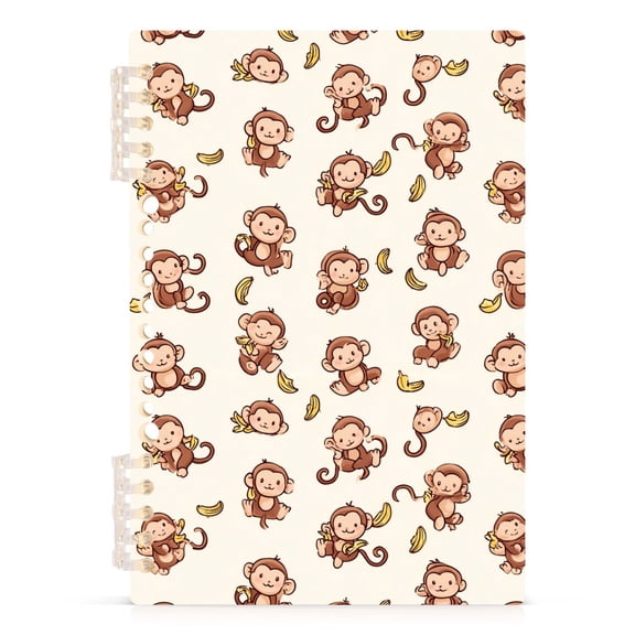 Spiral Journal Notebook Monkey and Banana A5 Lined Hardcover PP Material with 60 Pages Paper College Ruled Notebook for Work Note Taking Writing 5.7x8.3 Inch