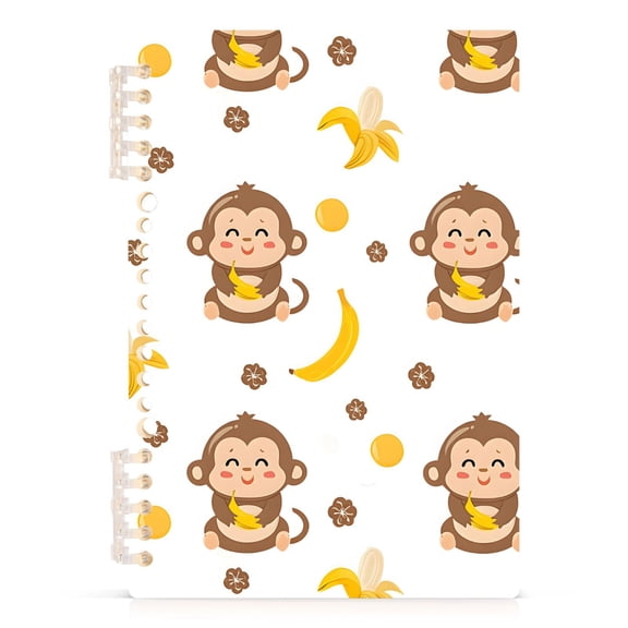 Spiral Journal Notebook Monkey Banana A5 Lined Hardcover PP Material with 60 Pages Paper College Ruled Notebook for Work Note Taking Writing 5.7x8.3 Inch