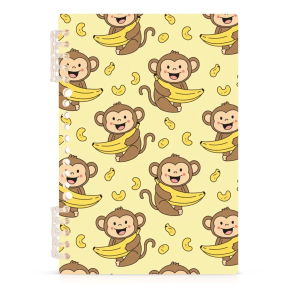 Spiral Journal Notebook Monkey Bananas A5 Lined Hardcover PP Material with 60 Pages Paper College Ruled Notebook for Work Note Taking Writing 5.7x8.3 inch