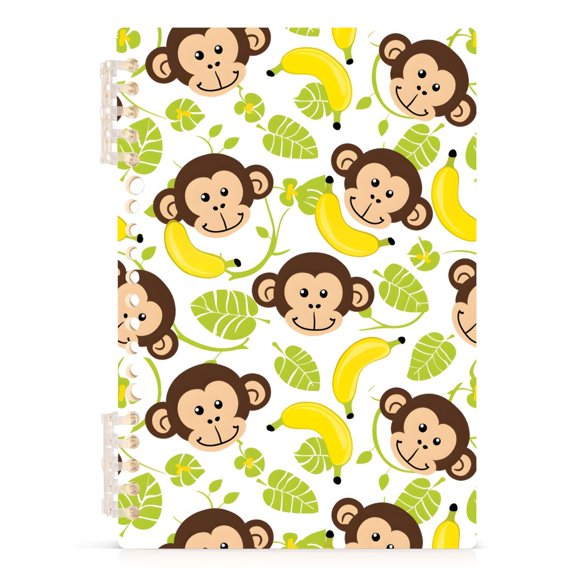 Spiral Journal Notebook Monkey Face Banana A5 Lined Hardcover PP Material with 60 Pages Paper College Ruled Notebook for Work Note Taking Writing 5.7x8.3 Inch