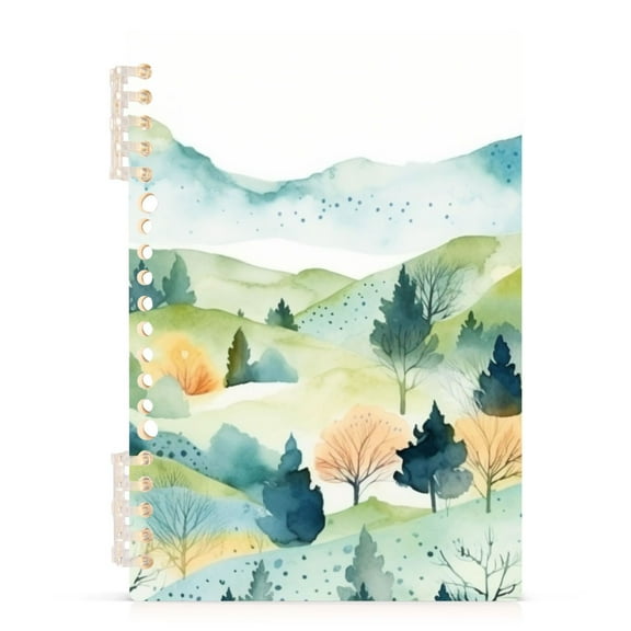 Spiral Journal Notebook Mountain Trees Landscape College Ruled Notebook 8.3" x 5.7" A5 Lined Thick Paper Page