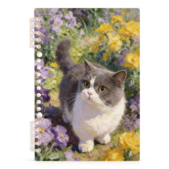 Spiral Journal Notebook Munchkin Cat A5 Lined Hardcover PP Material with 60 Pages Paper College Ruled Notebook for Work Note Taking Writing 5.7x8.3 Inch