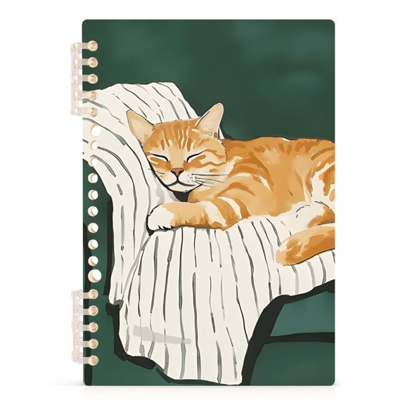 Spiral Journal Notebook Orange Tabby Cat A5 Lined Hardcover PP Material with 60 Pages Paper College Ruled Notebook for Work Note Taking Writing 5.7x8.3 Inch