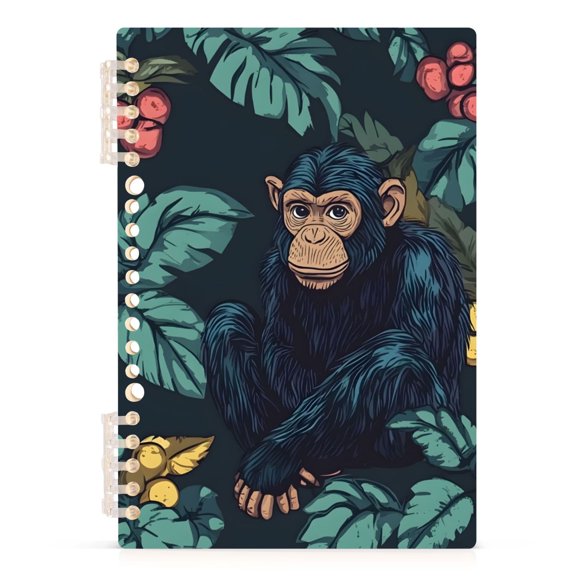 Spiral Journal Notebook Orangutan Leaves A5 Lined Hardcover PP Material with 60 Pages Paper College Ruled Notebook for Work Note Taking Writing 5.7x8.3 Inch