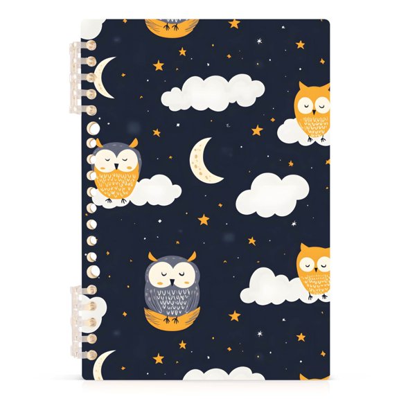 Spiral Journal Notebook Owls Clouds A5 Lined Hardcover PP Material with 60 Pages Paper College Ruled Notebook for Work Note Taking Writing 5.7x8.3 Inch