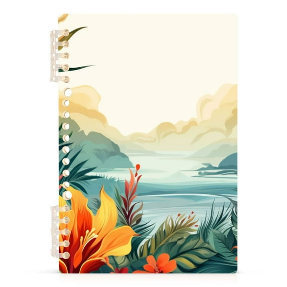 Spiral Journal Notebook Palm Leaves Landscape College Ruled Notebook 8.3" x 5.7" A5 Lined Thick Paper Page