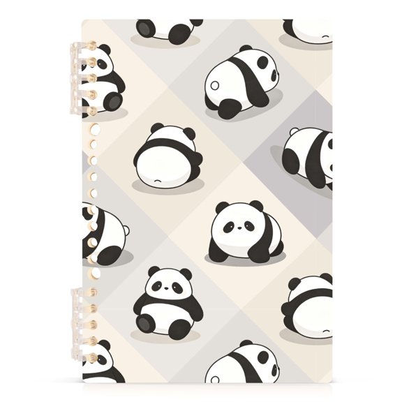 Spiral Journal Notebook Panda Pattern A5 Lined Hardcover PP Material with 60 Pages Paper College Ruled Notebook for Work Note Taking Writing 5.7x8.3 Inch