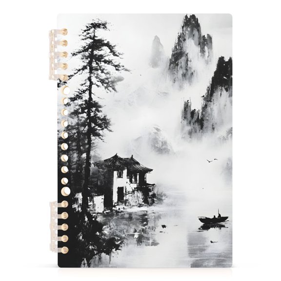 Spiral Journal Notebook Picture Landscape A5 Lined Hardcover PP Material with 60 Pages Paper College Ruled Notebook for Work Note Taking Writing 5.7x8.3 Inch