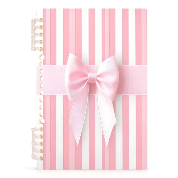 Spiral Journal Notebook Pink Bow A5 Lined Hardcover PP Material with 60 Pages Paper College Ruled Notebook for Work Note Taking Writing 5.7x8.3 Inch