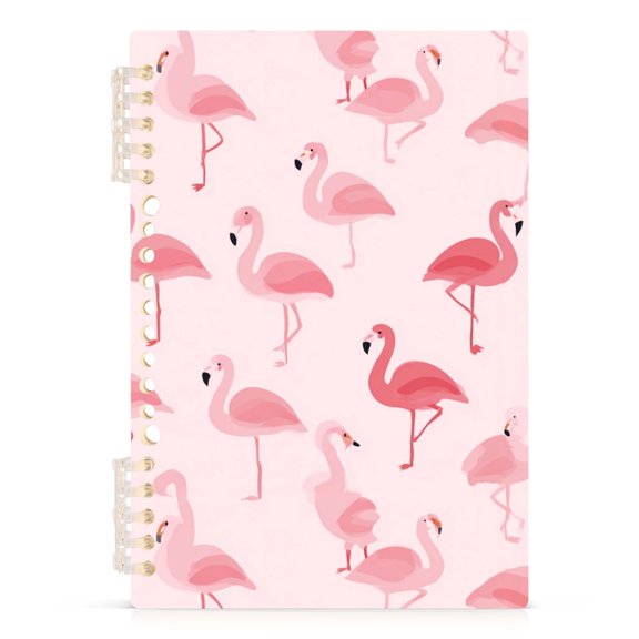 Spiral Journal Notebook Pink Flamingo A5 Lined Hardcover PP Material with 60 Pages Paper College Ruled Notebook for Work Note Taking Writing 5.7x8.3 Inch