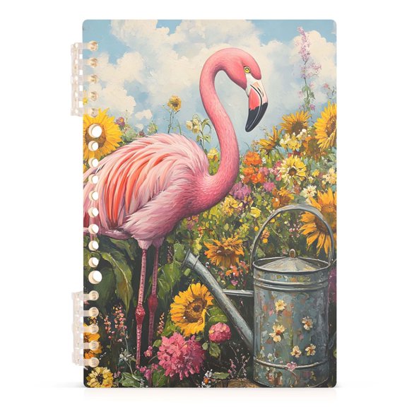 Spiral Journal Notebook Pink Flamingo Birds A5 Lined Hardcover PP Material with 60 Pages Paper College Ruled Notebook for Work Note Taking Writing 5.7x8.3 Inch