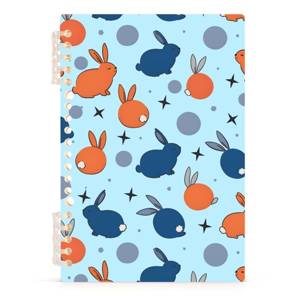 Spiral Journal Notebook Rabbit Wave Point A5 Lined Hardcover PP Material with 60 Pages Paper College Ruled Notebook for Work Note Taking Writing 5.7x8.3 Inch