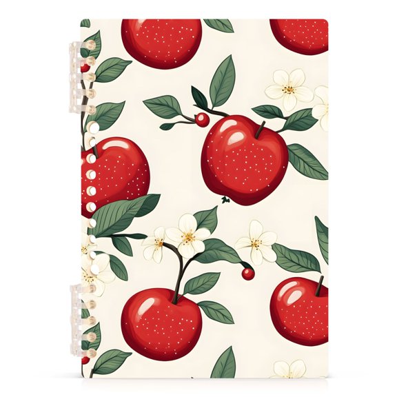 Spiral Journal Notebook Red Apple A5 Lined Hardcover PP Material with 60 Pages Paper College Ruled Notebook for Work Note Taking Writing 5.7x8.3 Inch