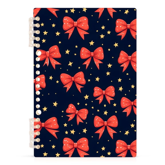 Spiral Journal Notebook Red Bow A5 Lined Hardcover PP Material with 60 Pages Paper College Ruled Notebook for Work Note Taking Writing 5.7x8.3 Inch
