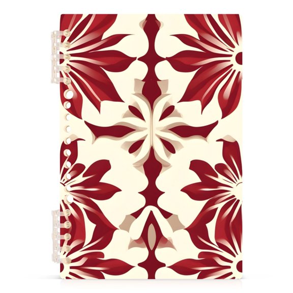Spiral Journal Notebook Red Floral Element A5 Lined Hardcover PP Material with 60 Pages Paper College Ruled Notebook for Work Note Taking Writing 5.7x8.3 inch