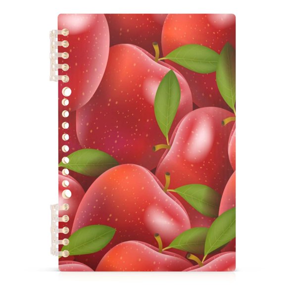 Spiral Journal Notebook Red Fruit Leaves A5 Lined Hardcover PP Material with 60 Pages Paper College Ruled Notebook for Work Note Taking Writing 5.7x8.3 Inch