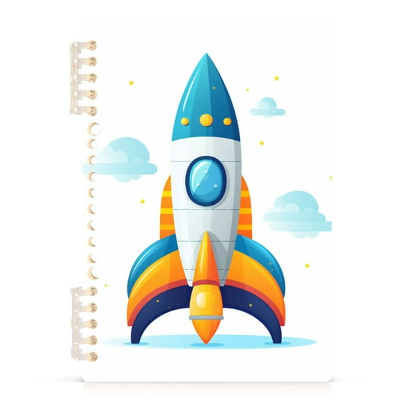 Spiral Journal Notebook Rocket Cute College Ruled Notebook 8.3" x 5.7" A5 Lined Thick Paper Page