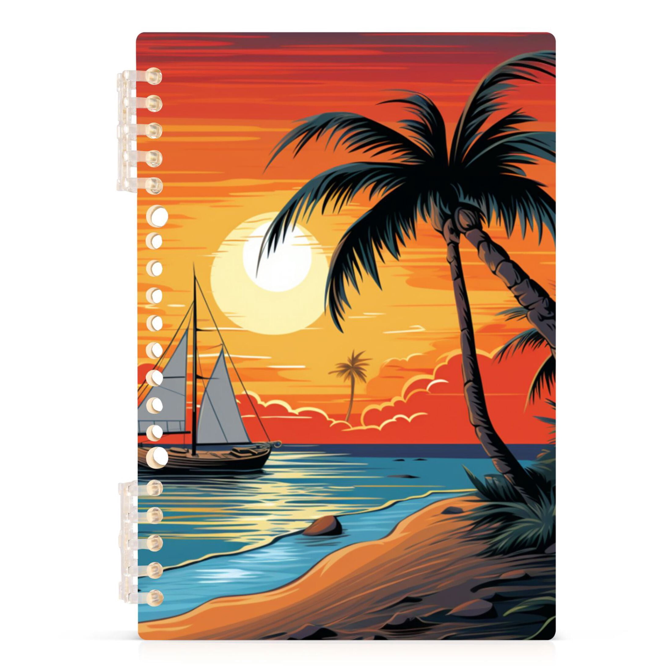 Spiral Journal Notebook Sea Palm Trees in Sunset College Ruled Notebook ...