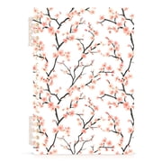 Spiral Journal Notebook Simple Cherry Blossom A5 Lined Hardcover PP Material with 60 Pages Paper College Ruled Notebook for Work Note Taking Writing 5.7x8.3 Inch