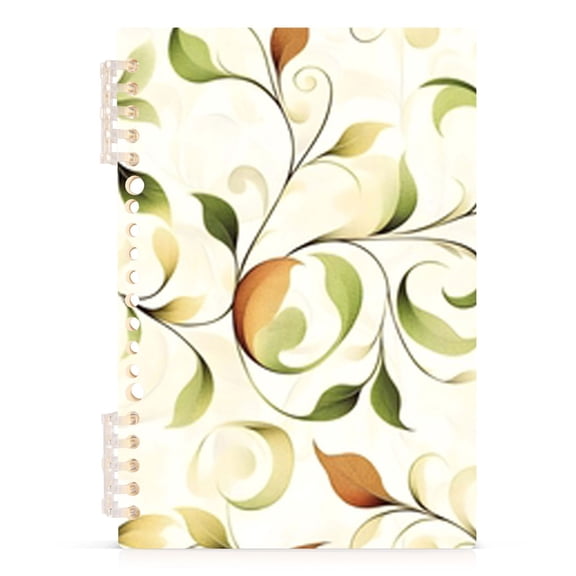 Spiral Journal Notebook Simple Leaf Lines A5 Lined Hardcover PP Material with 60 Pages Paper College Ruled Notebook for Work Note Taking Writing 5.7x8.3 Inch