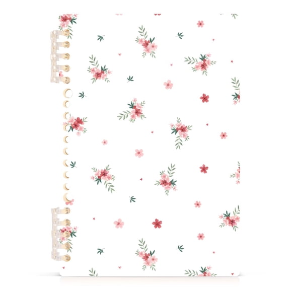 Spiral Journal Notebook Small Floral Leaves A5 Lined Hardcover PP Material with 60 Pages Paper College Ruled Notebook for Work Note Taking Writing 5.7x8.3 Inch