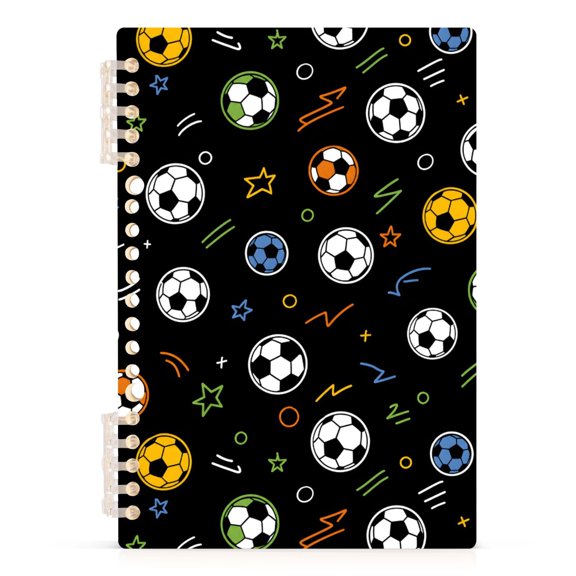 Spiral Journal Notebook Soccer A5 Lined Hardcover PP Material with 60 Pages Paper College Ruled Notebook for Work Note Taking Writing 5.7x8.3 Inch