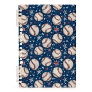 Spiral Journal Notebook Sports Retro Baseball A5 Lined Hardcover PP Material with 60 Pages Paper College Ruled Notebook for Work Note Taking Writing 5.7x8.3 Inch