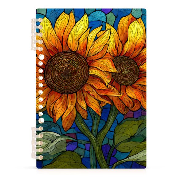 Spiral Journal Notebook Sunflower A5 Lined Hardcover PP Material with 60 Pages Paper College Ruled Notebook for Work Note Taking Writing 5.7x8.3 Inch