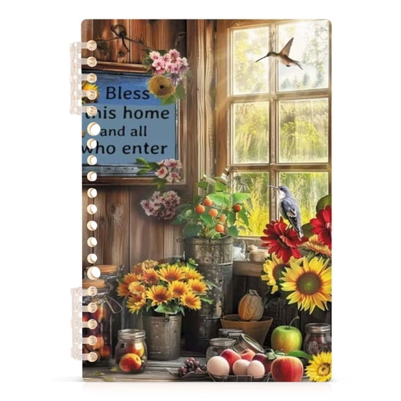 Spiral Journal Notebook Sunflower Birds A5 Lined Hardcover PP Material with 60 Pages Paper College Ruled Notebook for Work Note Taking Writing 5.7x8.3 Inch
