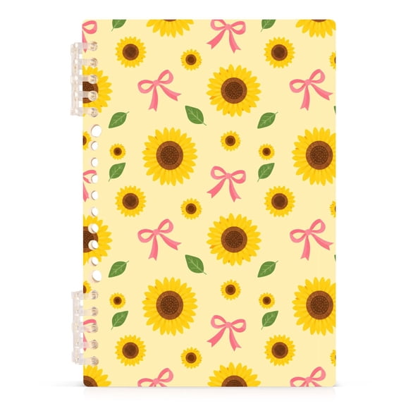 Spiral Journal Notebook Sunflower Bow A5 Lined Hardcover PP Material with 60 Pages Paper College Ruled Notebook for Work Note Taking Writing 5.7x8.3 Inch