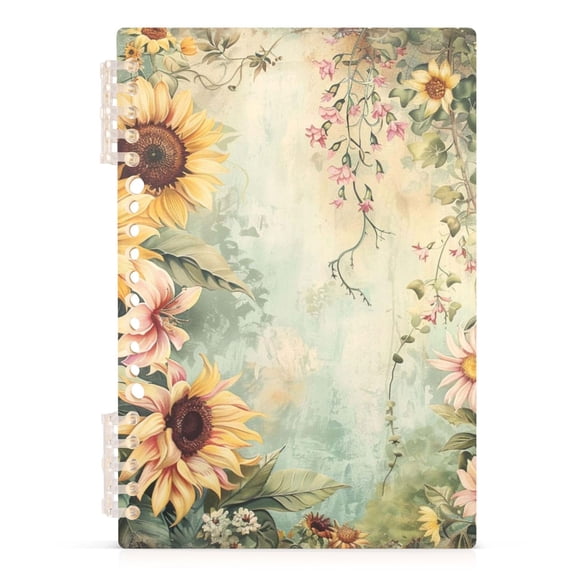 Spiral Journal Notebook Sunflowers Spring A5 Lined Hardcover PP Material with 60 Pages Paper College Ruled Notebook for Work Note Taking Writing 5.7x8.3 Inch