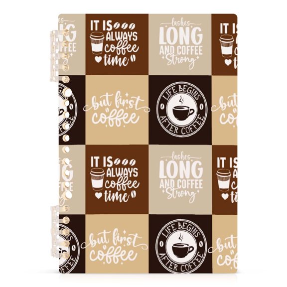 Spiral Journal Notebook Theme Coffee A5 Lined Hardcover PP Material with 60 Pages Paper College Ruled Notebook for Work Note Taking Writing 5.7x8.3 Inch