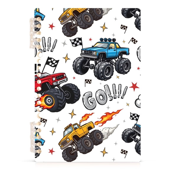 Spiral Journal Notebook Truck Racing Car Flag A5 Lined Hardcover PP Material with 60 Pages Paper College Ruled Notebook for Work Note Taking Writing 5.7x8.3 Inch