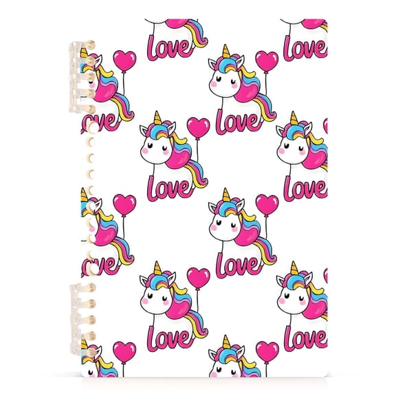 Spiral Journal Notebook Unicorn Love Balloon A5 Lined Hardcover PP Material with 60 Pages Paper College Ruled Notebook for Work Note Taking Writing 5.7x8.3 Inch