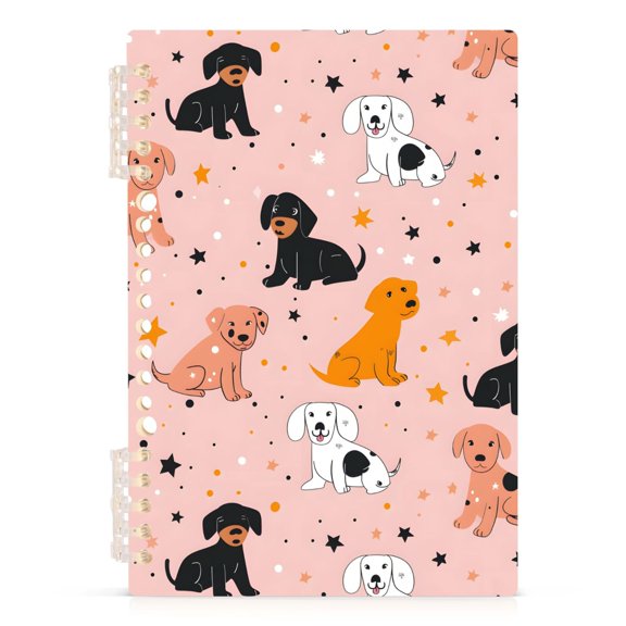 Spiral Journal Notebook Vector Cute Dogs A5 Lined Hardcover PP Material with 60 Pages Paper College Ruled Notebook for Work Note Taking Writing 5.7x8.3 Inch