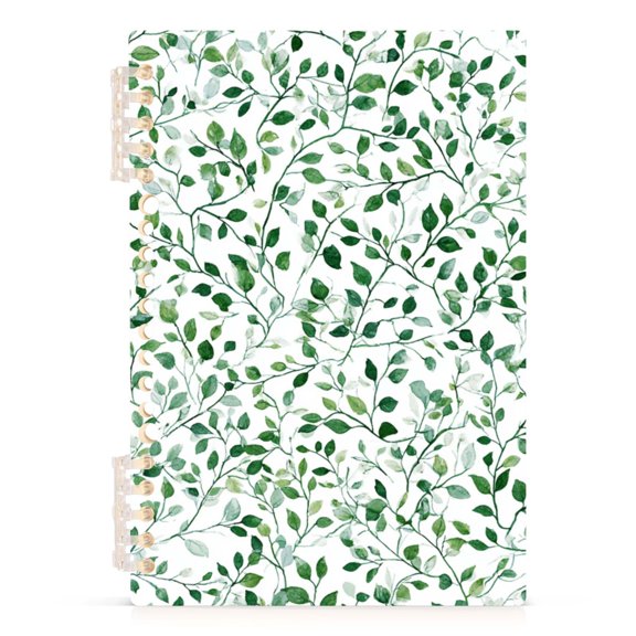 Spiral Journal Notebook Vines and Leaves A5 Lined Hardcover PP Material with 60 Pages Paper College Ruled Notebook for Work Note Taking Writing 5.7x8.3 Inch
