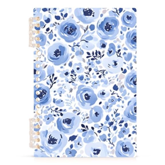 Spiral Journal Notebook Watercolor Blue Floral A5 Lined Hardcover PP Material with 60 Pages Paper College Ruled Notebook for Work Note Taking Writing 5.7x8.3 Inch