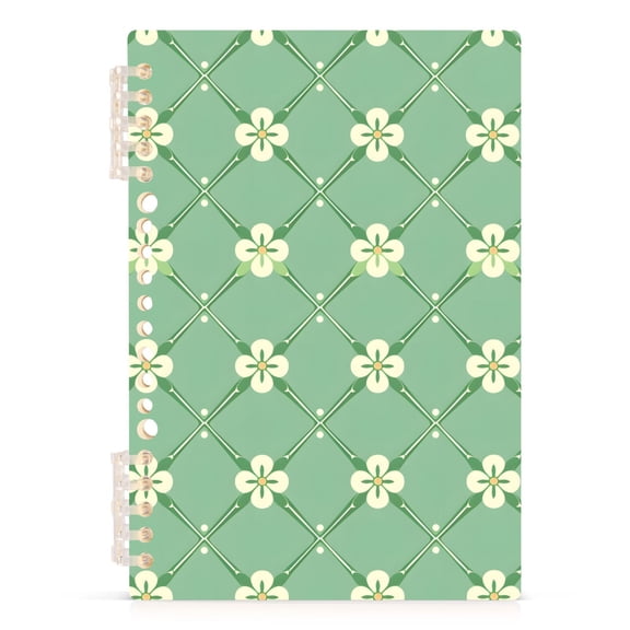 Spiral Journal Notebook White Floral A5 Lined Hardcover PP Material with 60 Pages Paper College Ruled Notebook for Work Note Taking Writing 5.7x8.3 Inch