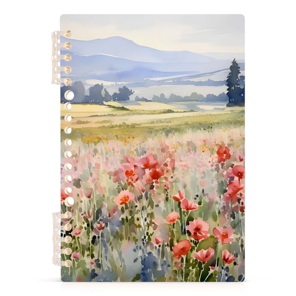 Spiral Journal Notebook Wild Grass and Mountain Scenery A5 Lined Hardcover PP Material with 60 Pages Paper College Ruled Notebook for Work Note Taking Writing 5.7x8.3 Inch