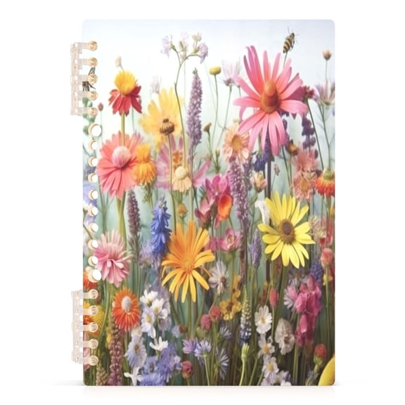 Spiral Journal Notebook Wildflowers A5 Lined Hardcover PP Material with 60 Pages Paper College Ruled Notebook for Work Note Taking Writing 5.7x8.3 Inch