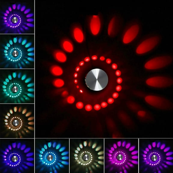 Spiral LED Wall Sconce Light, 3W/5W Modern Color Changing RGB Wall Lamp, Aluminum Decorative Ceiling Light Fixture Indoor for Living Room Bathroom Bedroom Hallway, AC85-265V,Multicolor