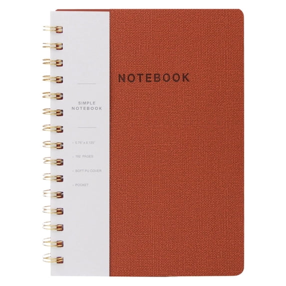 Spiral Lined Notebook,5.75 X 8.13 inch Ruled Journal with 80 Sheets,Pu Leather Cover Business Journal,Wire Binding Notebook,Hardcover Spiral Journals Notebooks for Work, Note Taking,Brown