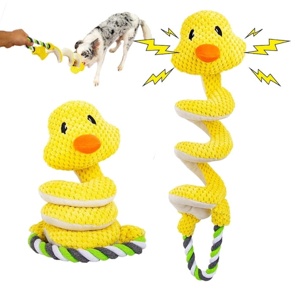 UXVA Spiral Long Neck Duck Squeaky Dog Toy Rope Tug Chew Toy