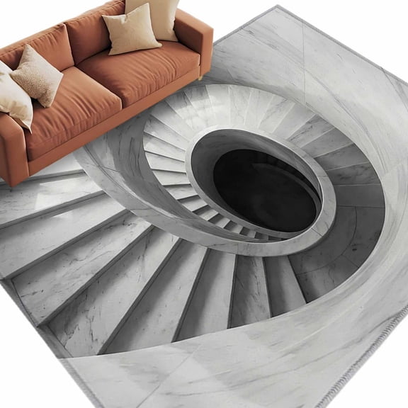 Spiral Marble Staircase Area Rug 8x10 Washable Rug Non Slip Minimalist Modern Stone Steps Large Area Rug Soft Stainresistant Indoor Carpet for Living Room Bedroom Home Office Dining Room Nursery