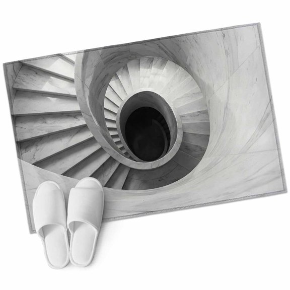 Spiral Marble Staircase Bathroom Rug Washable 2x3 Entryway Rug Non Slip Minimalist Modern Stone Steps Front Door Mat Low Pile Indoor Doormat Throw Floor Carpet for Kitchen Bedroom Entrance