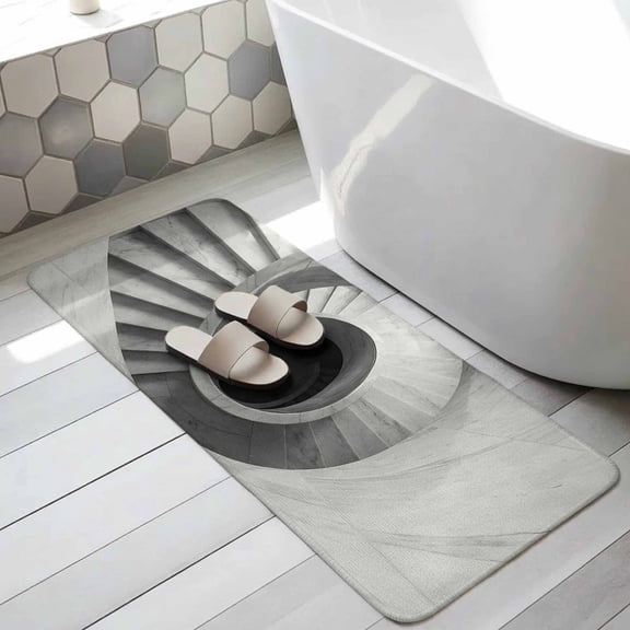 Spiral Marble Staircase Bathroom Runner Rugs Non Slip Washable Absorbent Narrow Long Bath Mat Minimalist Modern Stone Steps Runner Rugs for Kitchen Hallway Bedroom Laundry Study Room 19.7"x63"