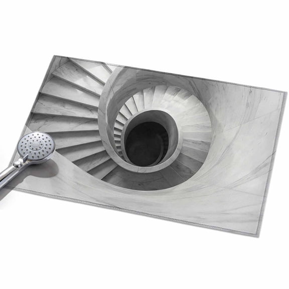 Spiral Marble Staircase Entryway Rug 2x3ft Washable Non Slip Bathroom Rug Indoor Floor Front Door Mat Minimalist Modern Stone Steps Rectangle Area Rugs Carpet for Kitchen Office Dining Room Home