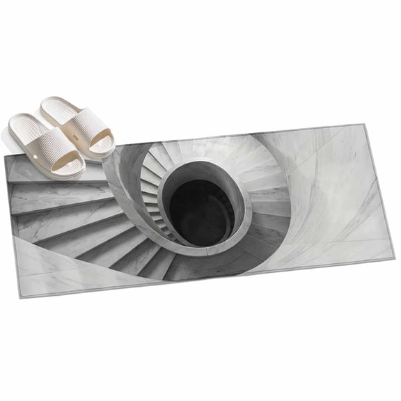Spiral Marble Staircase Hallway Runner Rug 2x6 Washable Non Slip Kitchen Runner Rug for Bedside Bathroom Minimalist Modern Stone Steps Indoor Floor Carpet Area Rugs for Living Room Bedroom Office