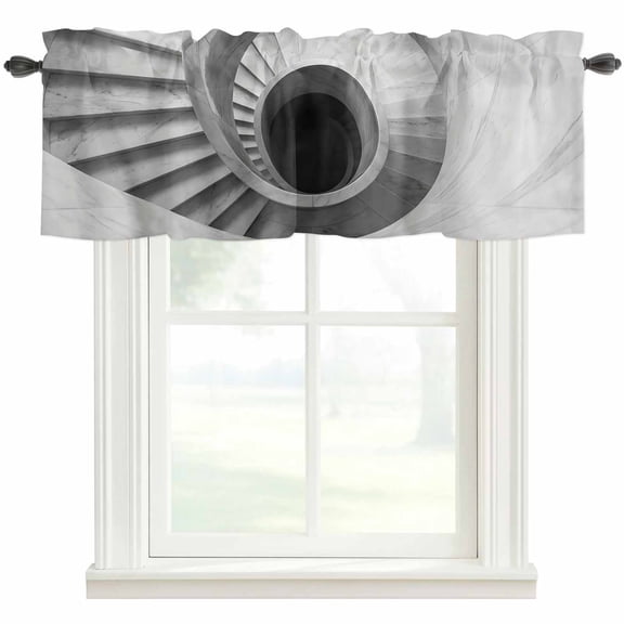 Spiral Marble Staircase Valances for Windows Farmhouse Kitchen Curtains Valances Rod Pocket Valance Curtains for Windows Minimalist Modern Stone Steps Window Valances for Bathroom Bedroom 42"x12"